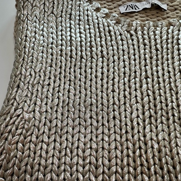 Zara Chunky Metallic Silver Top, Vest S Small - Picture 2 of 6